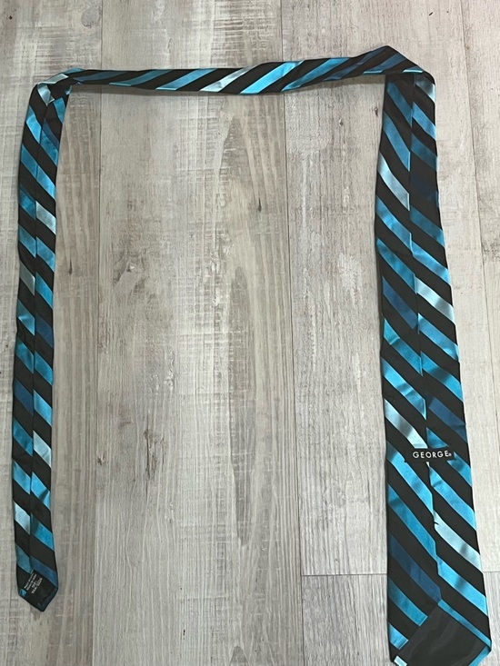 George Blue and Black Stripe Tie - Picture 2 of 5
